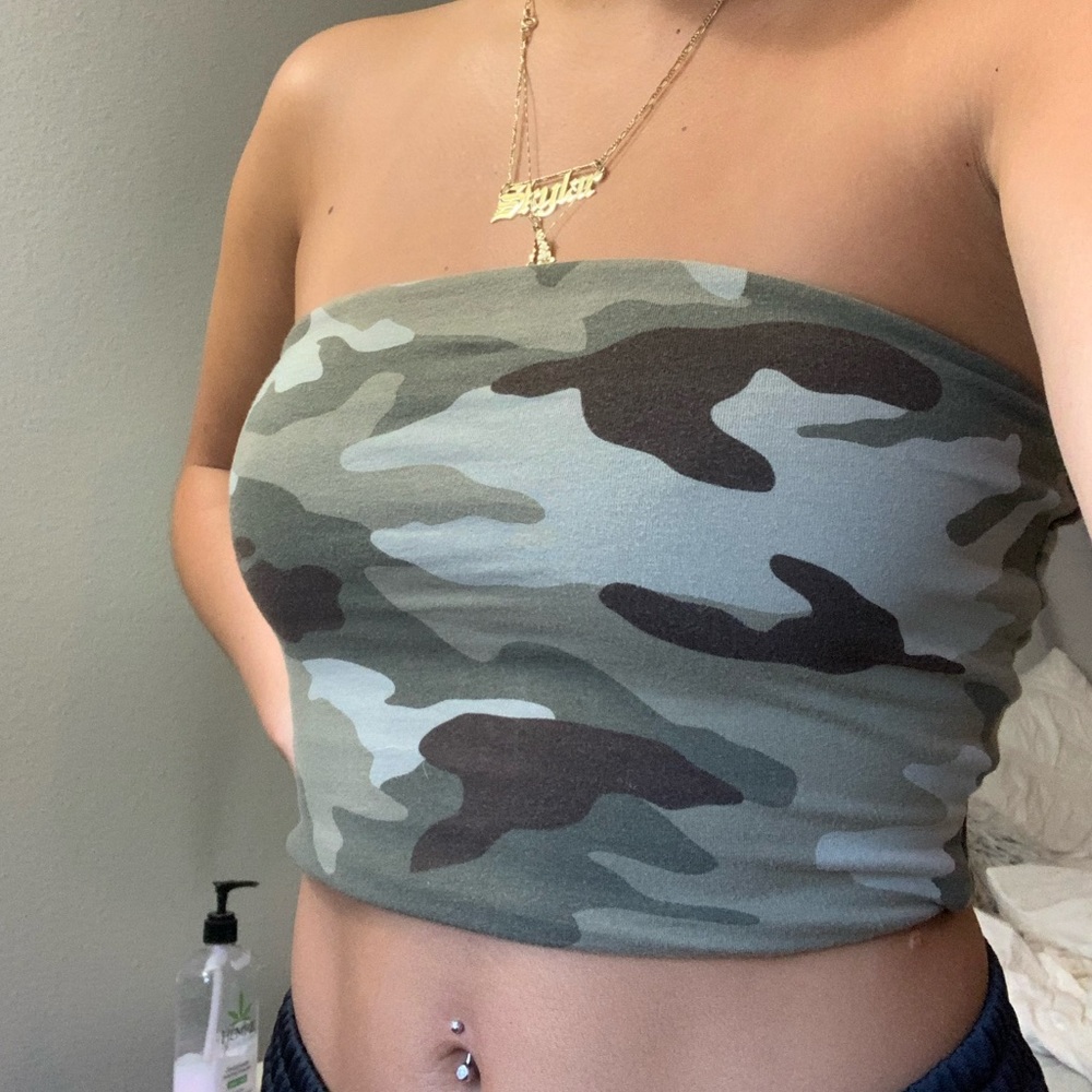 Garage camo print tube top